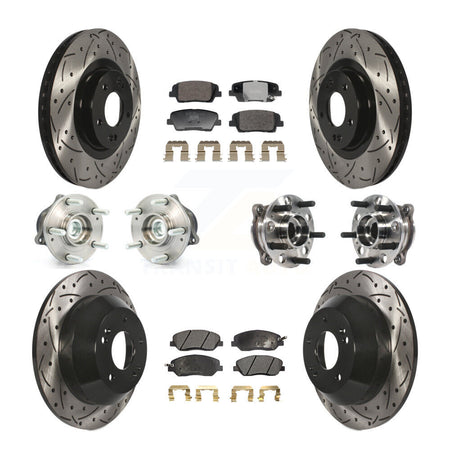 Front Rear Hub Bearing Coated Disc Brake Rotor And Pad Kit (10Pc) For Hyundai Santa Fe XL KBB-128805