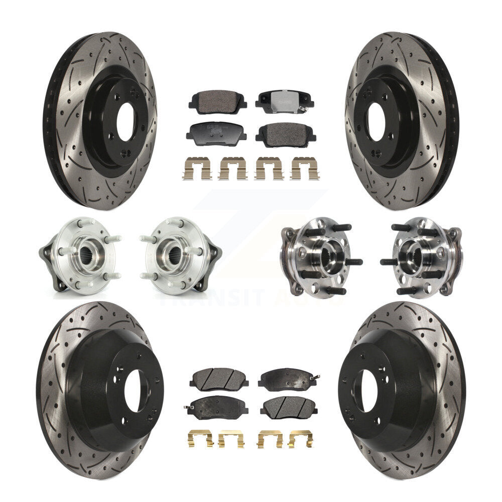Front Rear Hub Bearing Coated Disc Brake Rotor And Pad Kit (10Pc) For Hyundai Santa Fe XL KBB-128806
