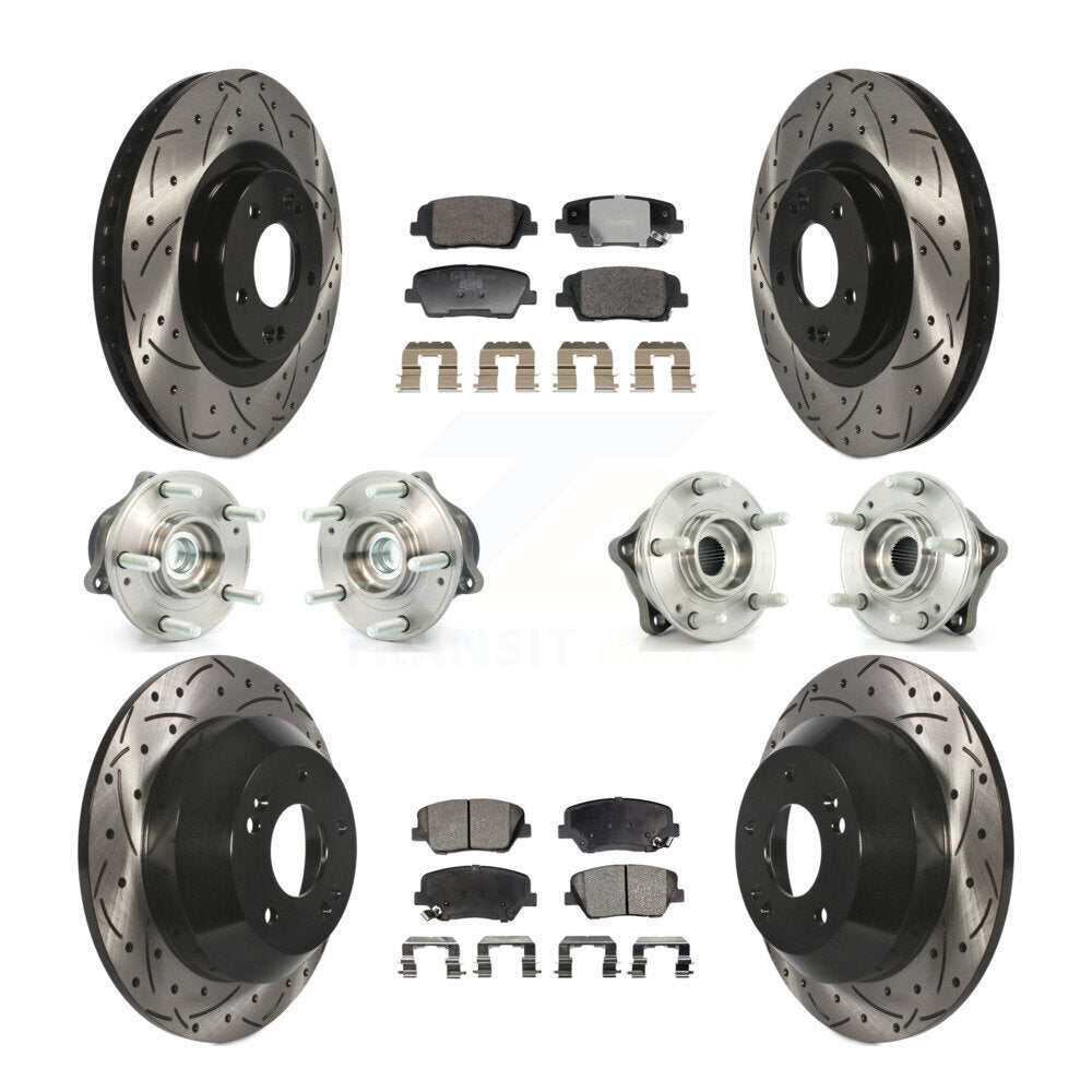 Front Rear Hub Bearing Coated Brake Rotor & Pad Kit (10Pc) For Hyundai Santa Fe Sport Kia KBB-128807
