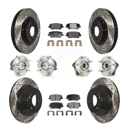 Front Rear Hub Bearing Coated Brake Rotor & Pad Kit (10Pc) For Hyundai Santa Fe Sport Kia KBB-128807