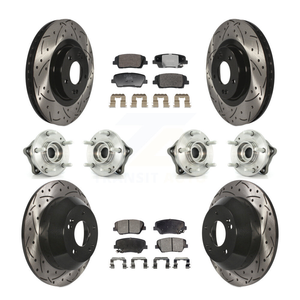 Front Rear Hub Bearing Coated Brake Rotor & Pad Kit (10Pc) For Hyundai Santa Fe Sport Kia KBB-128808