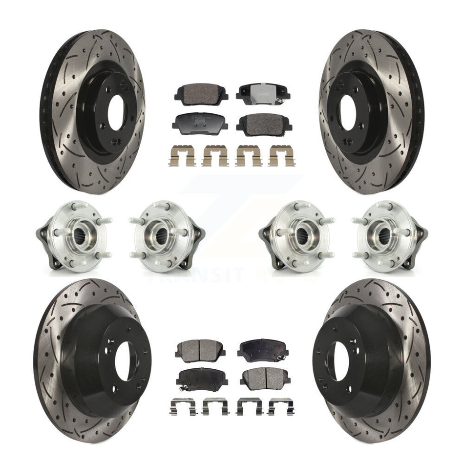 Front Rear Hub Bearing Coated Brake Rotor & Pad Kit (10Pc) For Hyundai Santa Fe Sport Kia KBB-128808