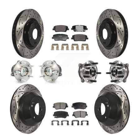 Front Rear Hub Bearing Coated Disc Brake Rotor Pads Kit (10Pc) For Hyundai Santa Fe Sport KBB-128809