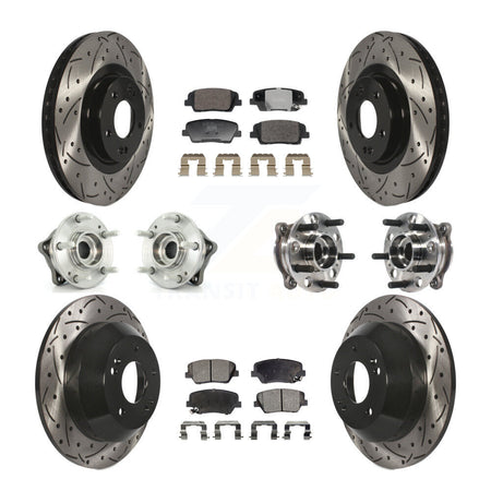 Front Rear Hub Bearing Coated Disc Brake Rotor Pads Kit (10Pc) For Hyundai Santa Fe Sport KBB-128810