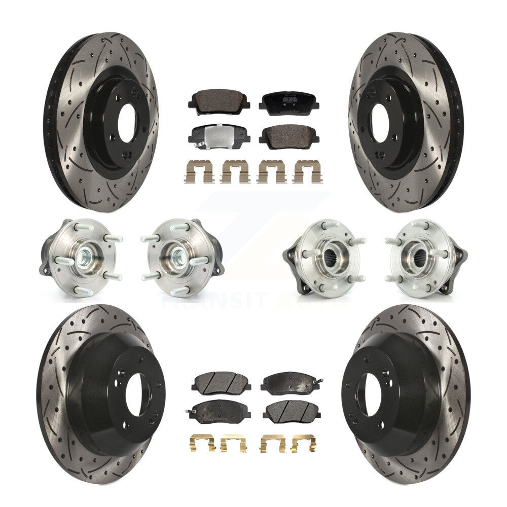 Front Rear Hub Bearing Coated Disc Brake Rotor And Pad Kit (10Pc) For Hyundai Santa Fe XL KBB-128834