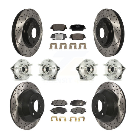 Front Rear Hub Bearing Coated Disc Brake Rotor And Pad Kit (10Pc) For Hyundai Santa Fe XL KBB-128835