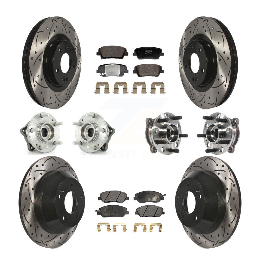 Front Rear Hub Bearing Coated Disc Brake Rotor And Pad Kit (10Pc) For Hyundai Santa Fe XL KBB-128837