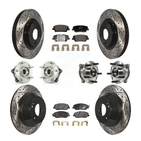 Front Rear Hub Bearing Coated Disc Brake Rotor And Pad Kit (10Pc) For Hyundai Santa Fe XL KBB-128837