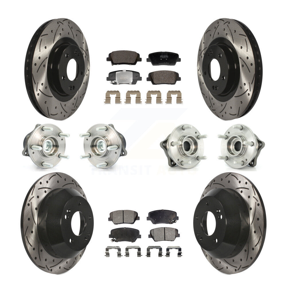 Front Rear Hub Bearing Coated Brake Rotor & Pad Kit (10Pc) For Hyundai Santa Fe Sport Kia KBB-128838