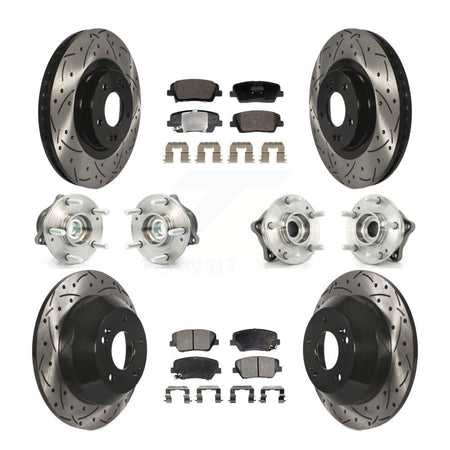Front Rear Hub Bearing Coated Brake Rotor & Pad Kit (10Pc) For Hyundai Santa Fe Sport Kia KBB-128838