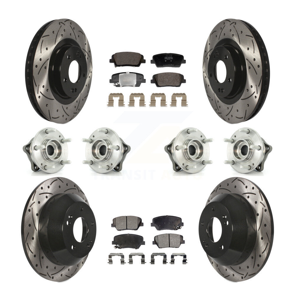 Front Rear Hub Bearing Coated Brake Rotor & Pad Kit (10Pc) For Hyundai Santa Fe Sport Kia KBB-128839