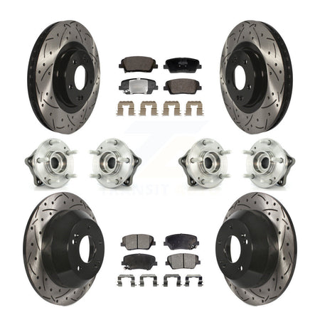 Front Rear Hub Bearing Coated Brake Rotor & Pad Kit (10Pc) For Hyundai Santa Fe Sport Kia KBB-128839
