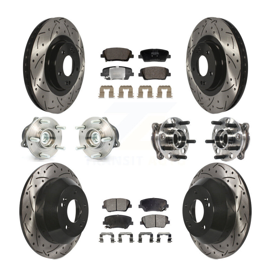 Front Rear Hub Bearing Coated Disc Brake Rotor Pads Kit (10Pc) For Hyundai Santa Fe Sport KBB-128840