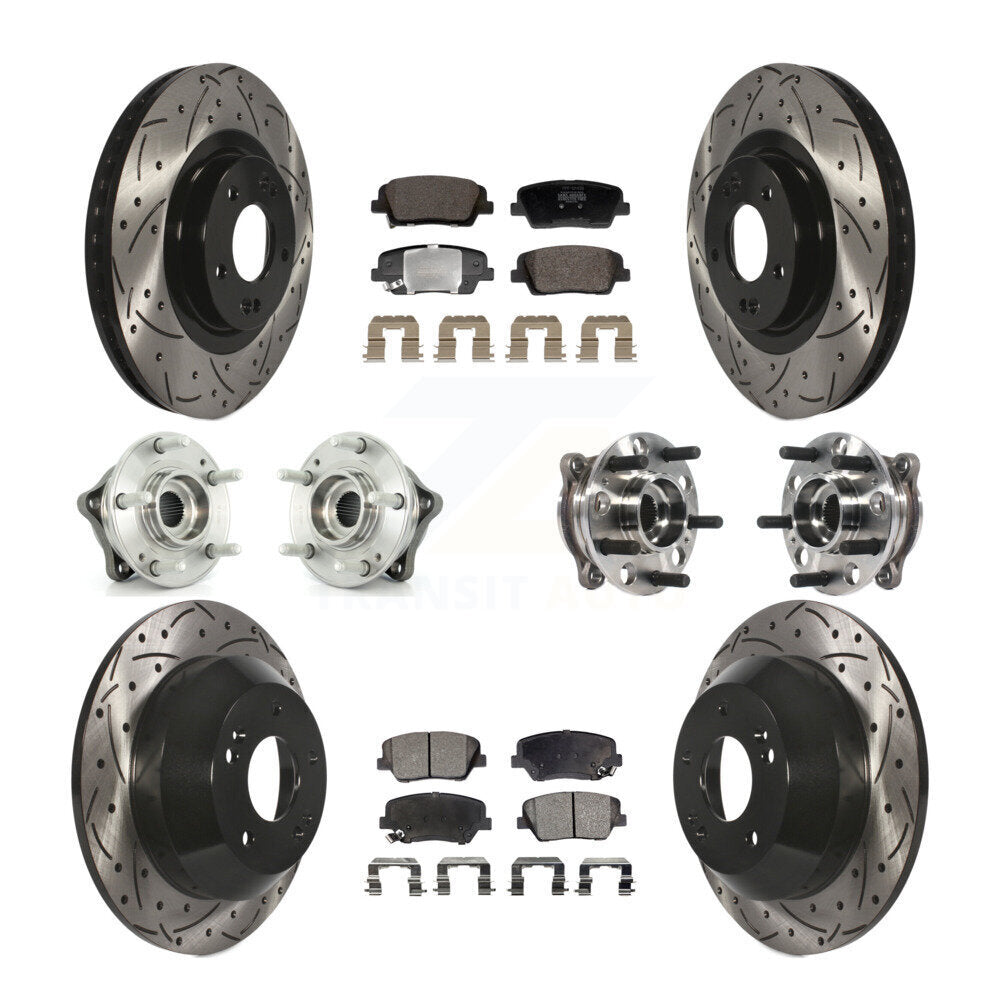Front Rear Hub Bearing Coated Disc Brake Rotor Pads Kit (10Pc) For Hyundai Santa Fe Sport KBB-128841