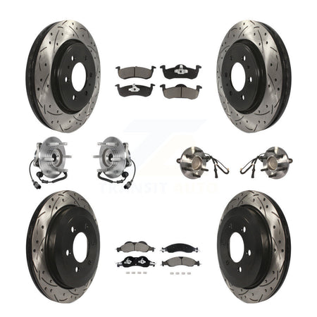 Front Rear Hub Bearing Coated Brake Rotor Pads Kit (10Pc) For Ford Expedition Lincoln RWD KBB-128845