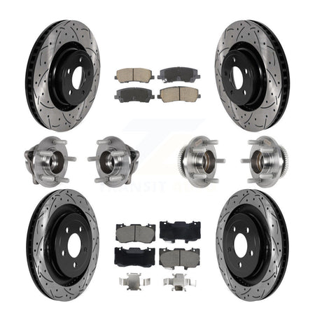 Front Rear Hub Bearings Coated Disc Brake Rotors And Pads Kit (10Pc) For Ford Mustang KBB-128847