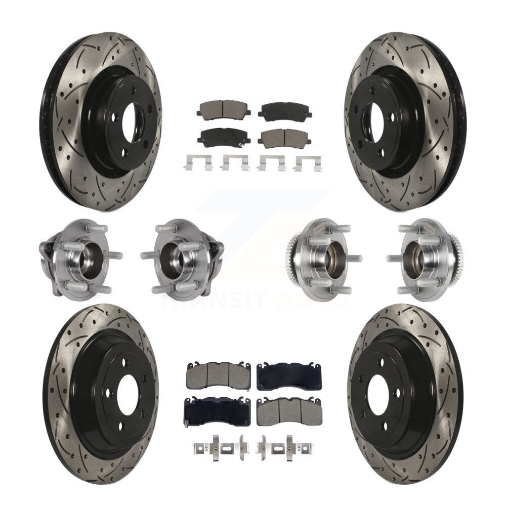 Front Rear Hub Bearing Coat Brake Rotor Pad Kit (10Pc) For 2015 Ford Mustang V6 with 3.7L KBB-128848