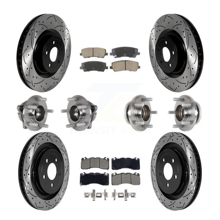 Front Rear Hub Bearings Coated Disc Brake Rotors And Pads Kit (10Pc) For Ford Mustang KBB-128849