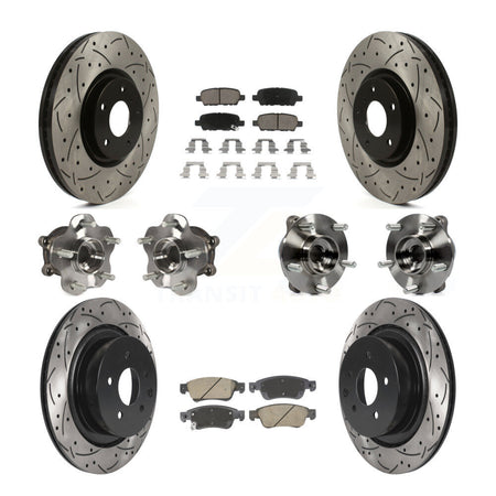 Front Rear Hub Bearings Coated Disc Brake Rotors And Pads Kit (10Pc) For INFINITI G35 Q60 KBB-128861