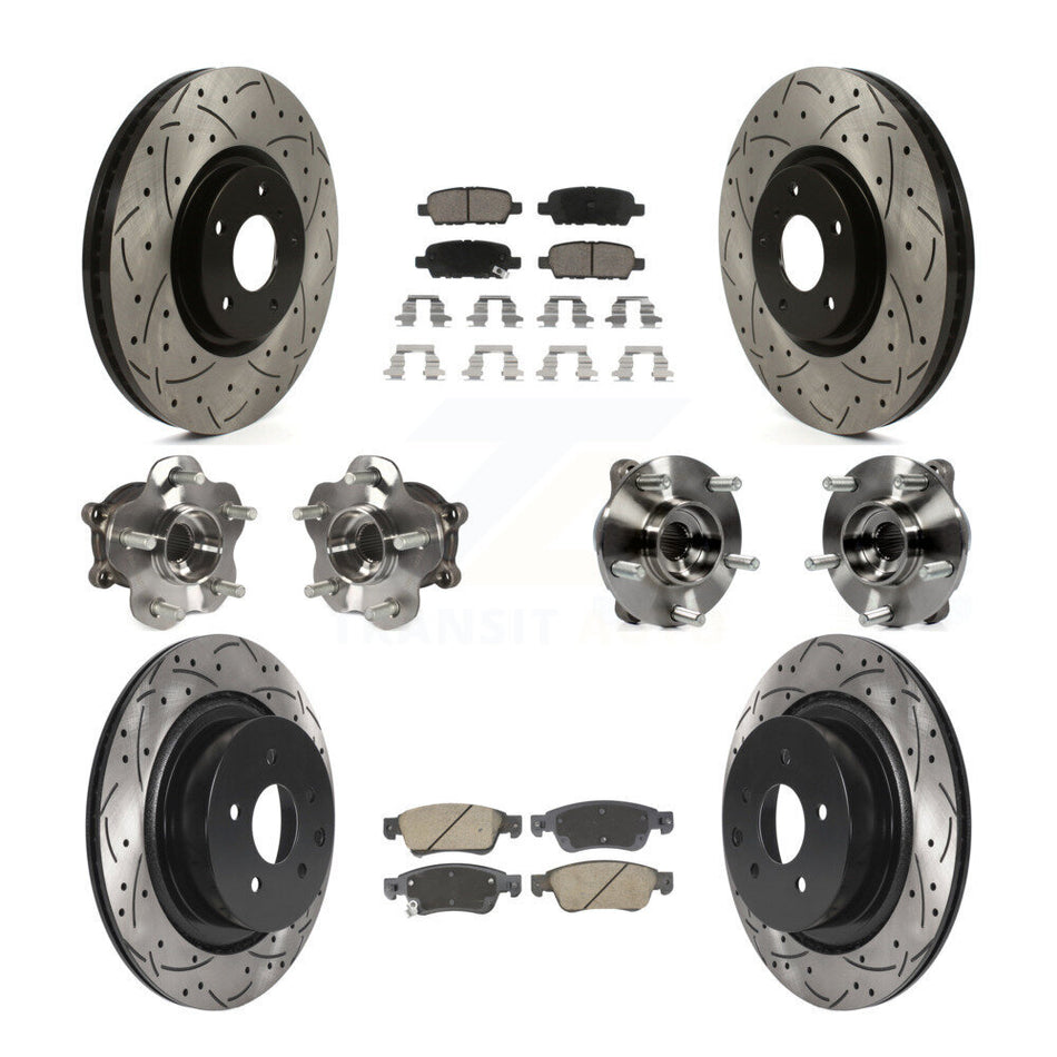 Front Rear Hub Bearings Coated Disc Brake Rotors And Pads Kit (10Pc) For INFINITI G35 Q60 KBB-128861