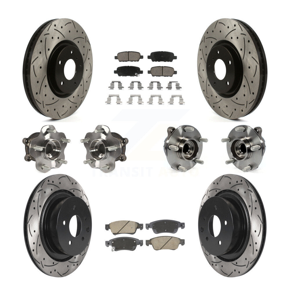 Front Rear Hub Bearings Coated Disc Brake Rotors And Pads Kit (10Pc) For INFINITI G35 Q60 KBB-128862