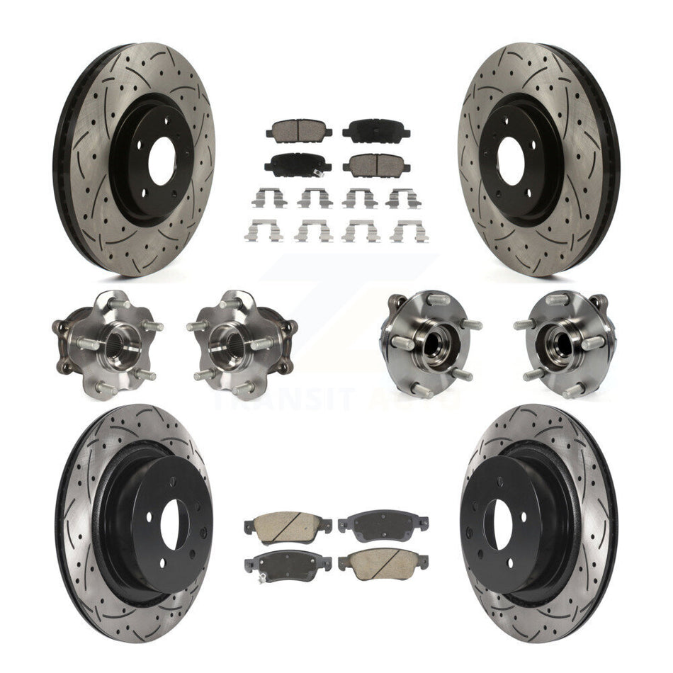 Front Rear Hub Bearings Coated Disc Brake Rotors And Pads Kit (10Pc) For INFINITI G35 Q60 KBB-128862
