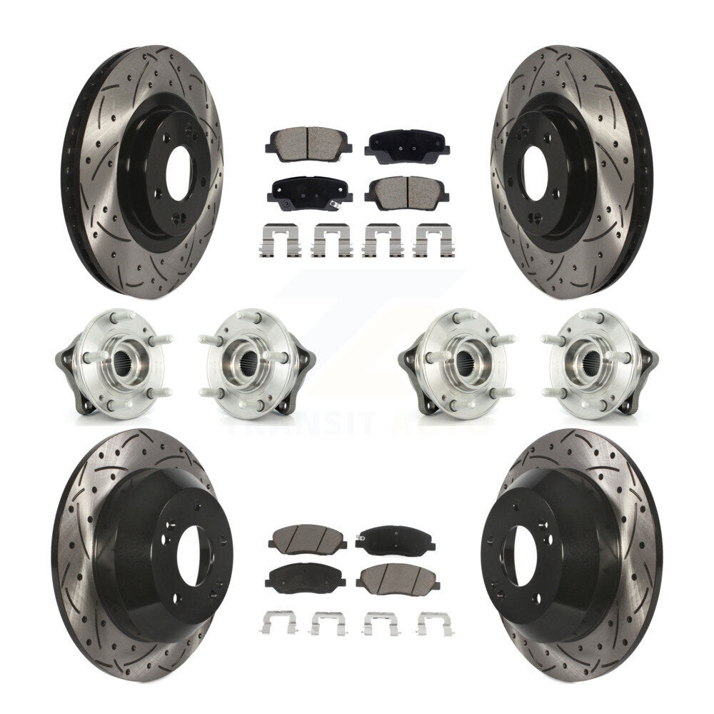 Front Rear Hub Bearing Coated Disc Brake Rotor And Pad Kit (10Pc) For Hyundai Santa Fe XL KBB-128870