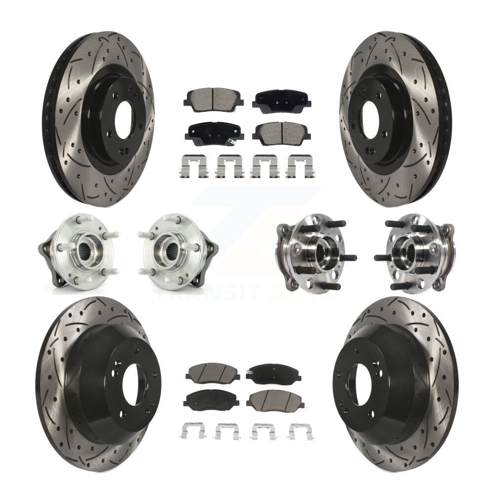 Front Rear Hub Bearing Coated Disc Brake Rotor And Pad Kit (10Pc) For Hyundai Santa Fe XL KBB-128872