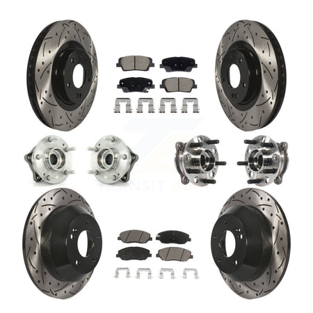 Front Rear Hub Bearing Coated Disc Brake Rotor And Pad Kit (10Pc) For Hyundai Santa Fe XL KBB-128872