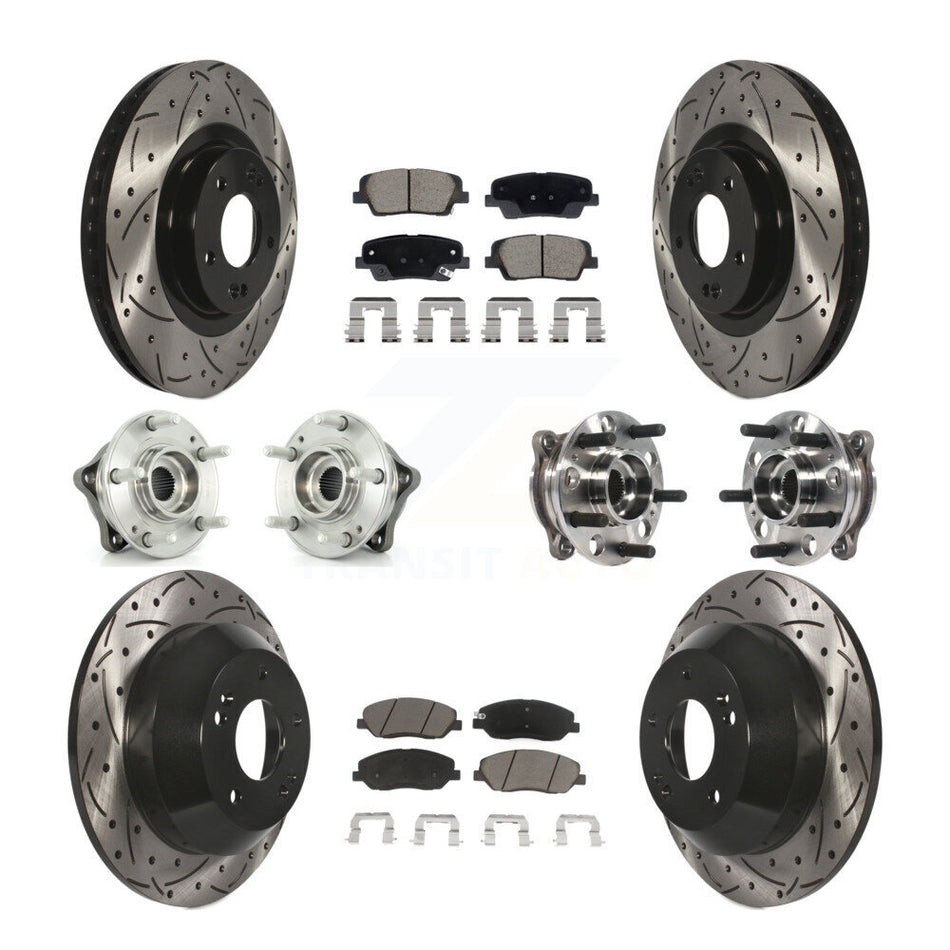 Front Rear Hub Bearing Coated Disc Brake Rotor And Pad Kit (10Pc) For Hyundai Santa Fe XL KBB-128872