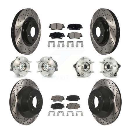 Front Rear Hub Bearing Coated Brake Rotor & Pad Kit (10Pc) For Hyundai Santa Fe Sport Kia KBB-128873