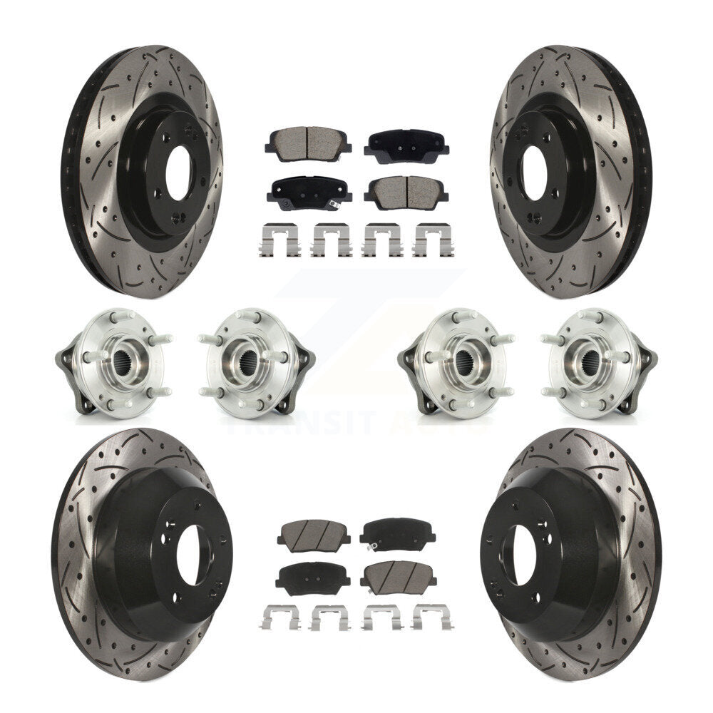 Front Rear Hub Bearing Coated Brake Rotor & Pad Kit (10Pc) For Hyundai Santa Fe Sport Kia KBB-128874