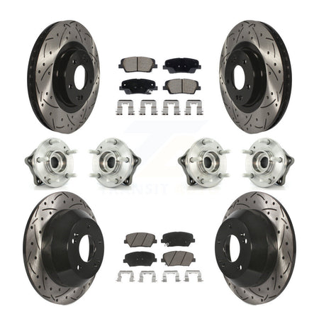 Front Rear Hub Bearing Coated Brake Rotor & Pad Kit (10Pc) For Hyundai Santa Fe Sport Kia KBB-128874