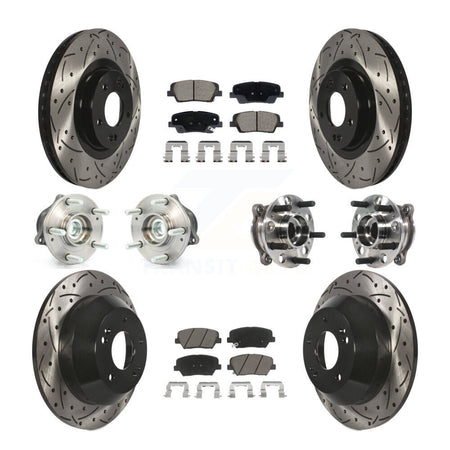 Front Rear Hub Bearing Coated Disc Brake Rotor Pads Kit (10Pc) For Hyundai Santa Fe Sport KBB-128875