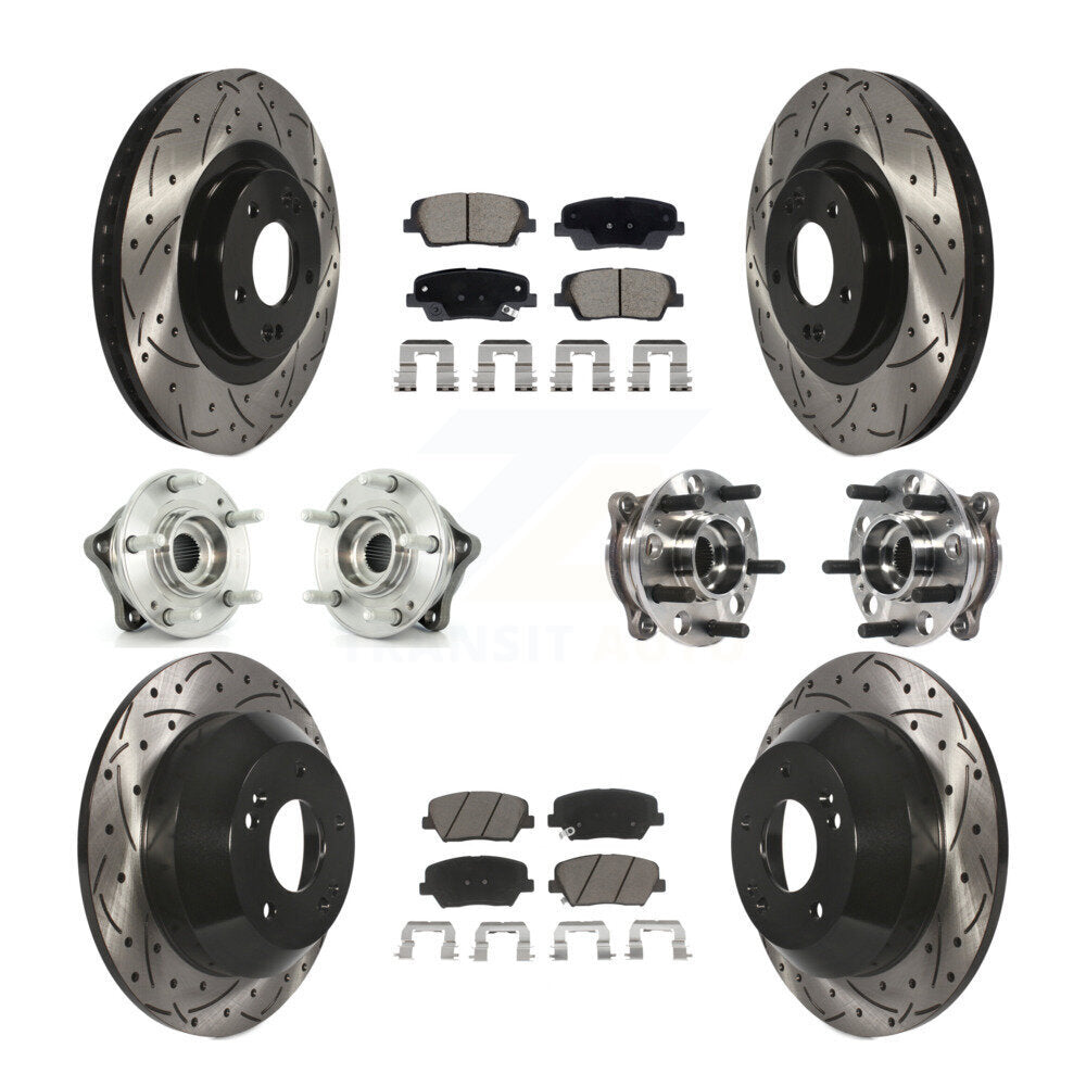 Front Rear Hub Bearing Coated Disc Brake Rotor Pads Kit (10Pc) For Hyundai Santa Fe Sport KBB-128876
