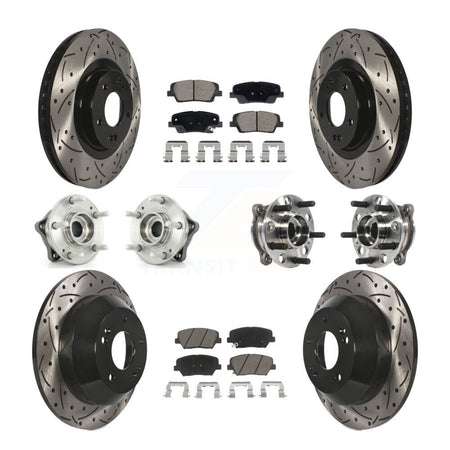 Front Rear Hub Bearing Coated Disc Brake Rotor Pads Kit (10Pc) For Hyundai Santa Fe Sport KBB-128876