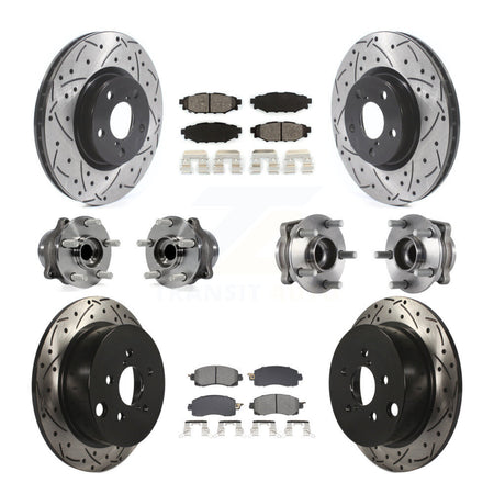 Front Rear Hub Bearings Coated Disc Brake Rotors And Pads Kit (10Pc) For Subaru Impreza KBB-128883