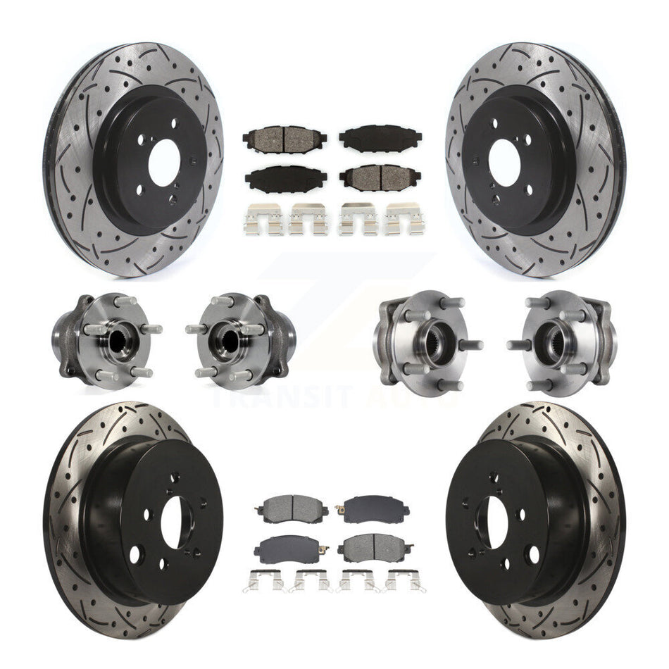 Front Rear Hub Bearing Coated Brake Rotor And Pad Kit (10Pc) For Subaru Crosstrek Impreza KBB-128884