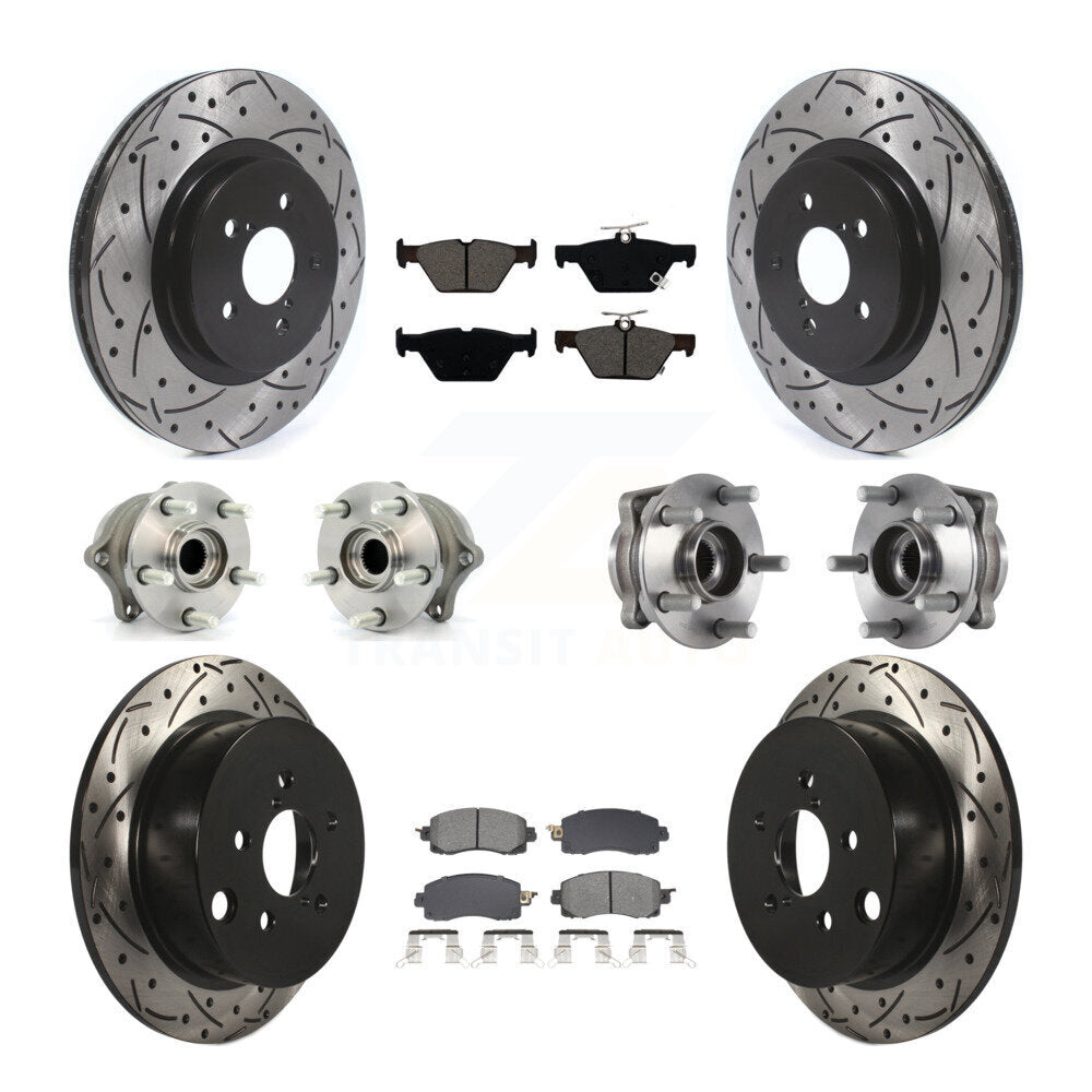 Front Rear Hub Bearings Coated Disc Brake Rotors And Pads Kit (10Pc) For Subaru Crosstrek KBB-128885