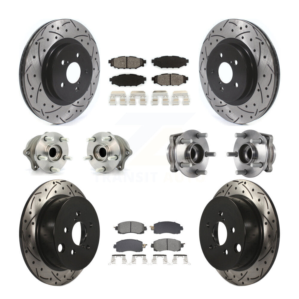 Front Rear Hub Bearings Coated Disc Brake Rotors And Pads Kit (10Pc) For Subaru Crosstrek KBB-128887