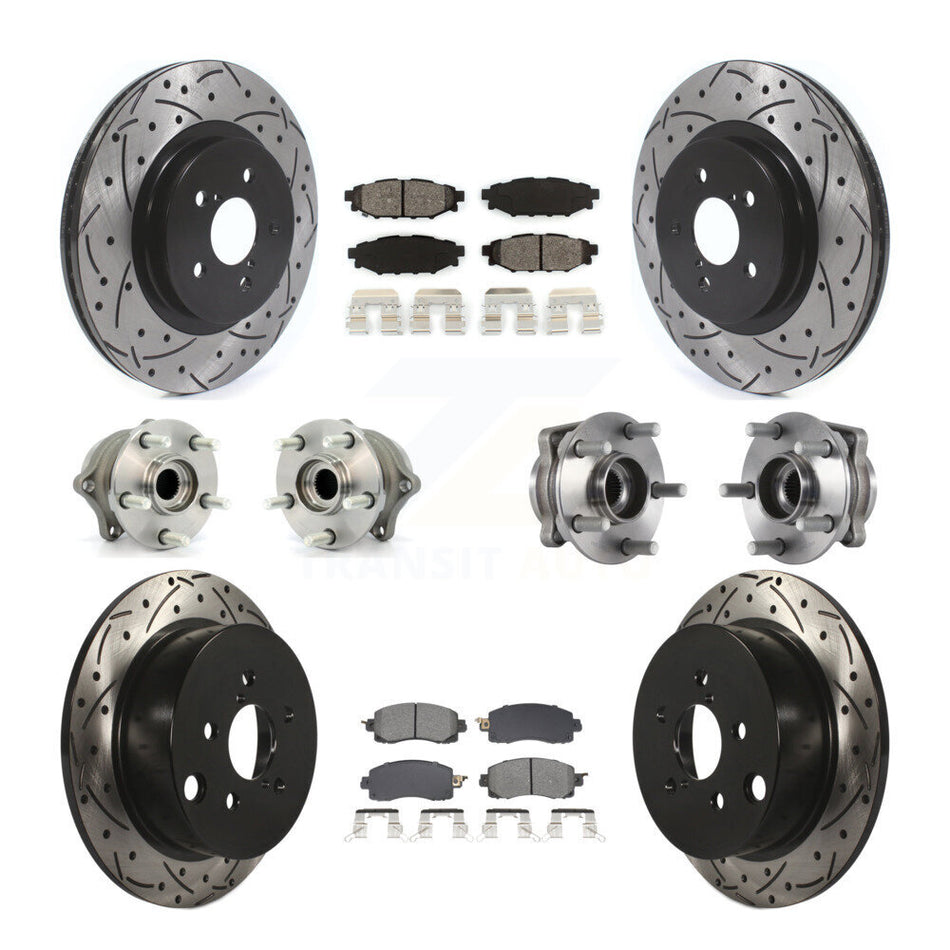 Front Rear Hub Bearings Coated Disc Brake Rotors And Pads Kit (10Pc) For Subaru Crosstrek KBB-128887