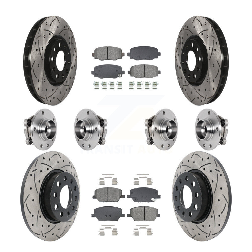 Front Rear Hub Bearing Coated Disc Brake Rotor Pad Kit (10Pc) For Jeep Renegade Fiat 500X KBB-128889