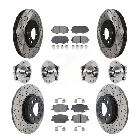 Front Rear Hub Bearing Coated Disc Brake Rotor Pad Kit (10Pc) For Jeep Renegade Fiat 500X KBB-128889