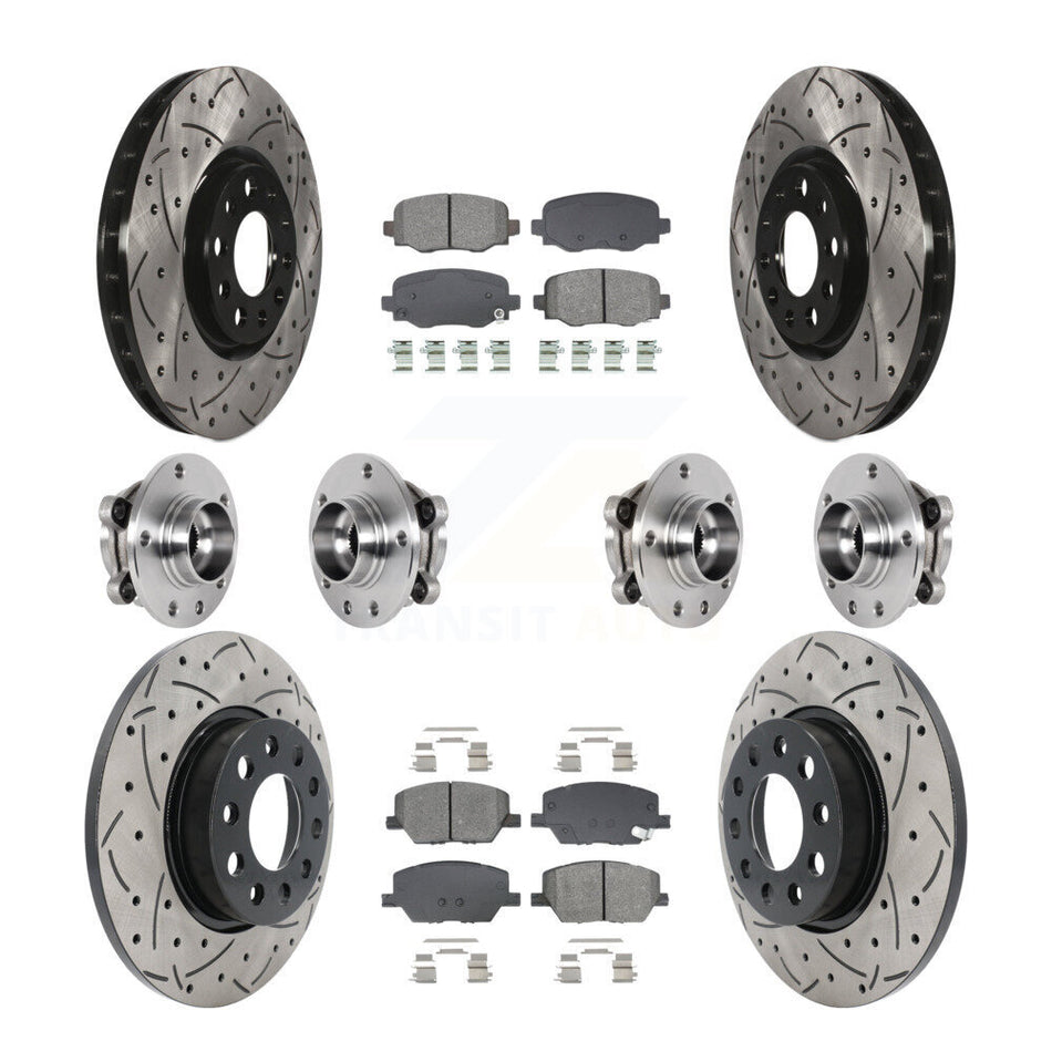 Front Rear Hub Bearing Coated Disc Brake Rotor Pad Kit (10Pc) For Jeep Renegade Fiat 500X KBB-128889