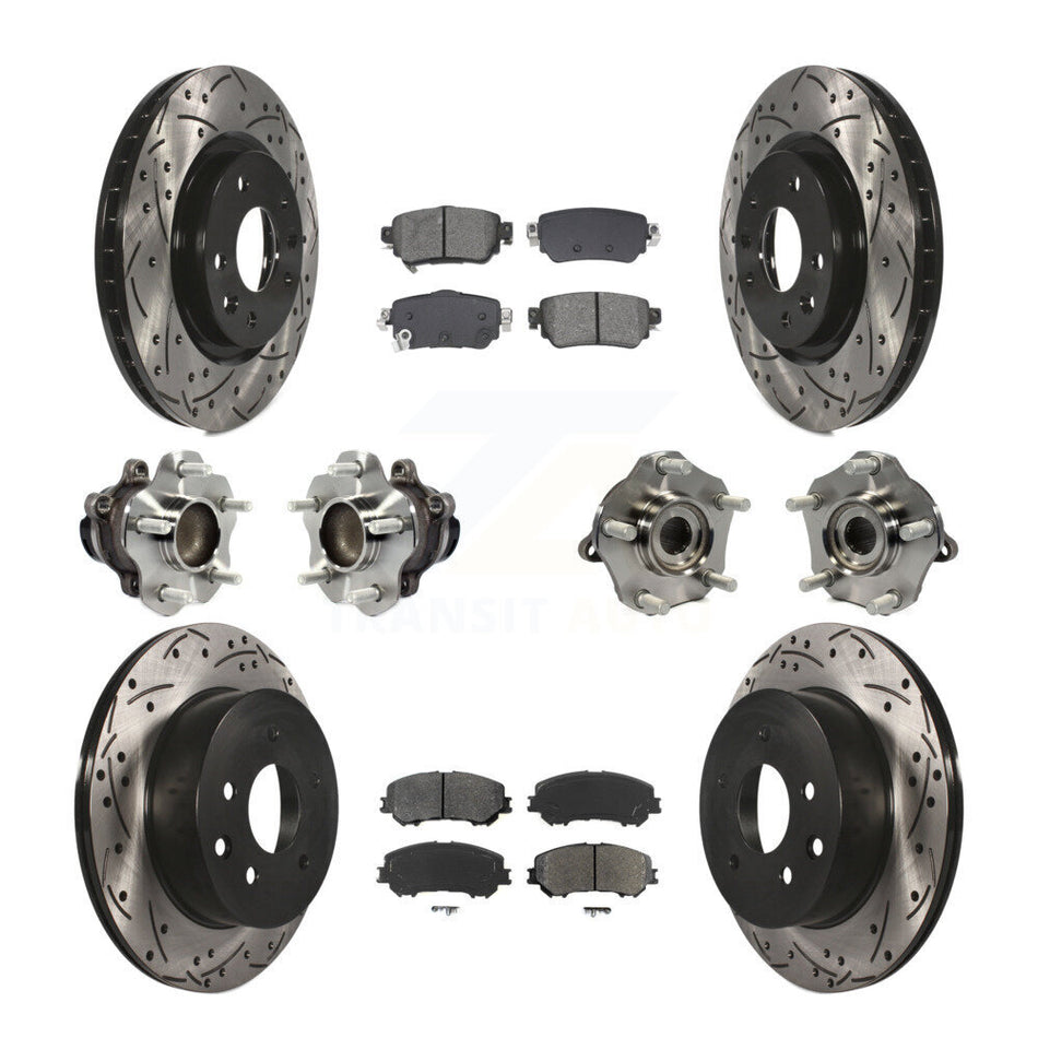 Front Rear Hub Bearing Coat Brake Rotor Pads Kit (10Pc) For Nissan Rogue Sport S with FWD KBB-128892