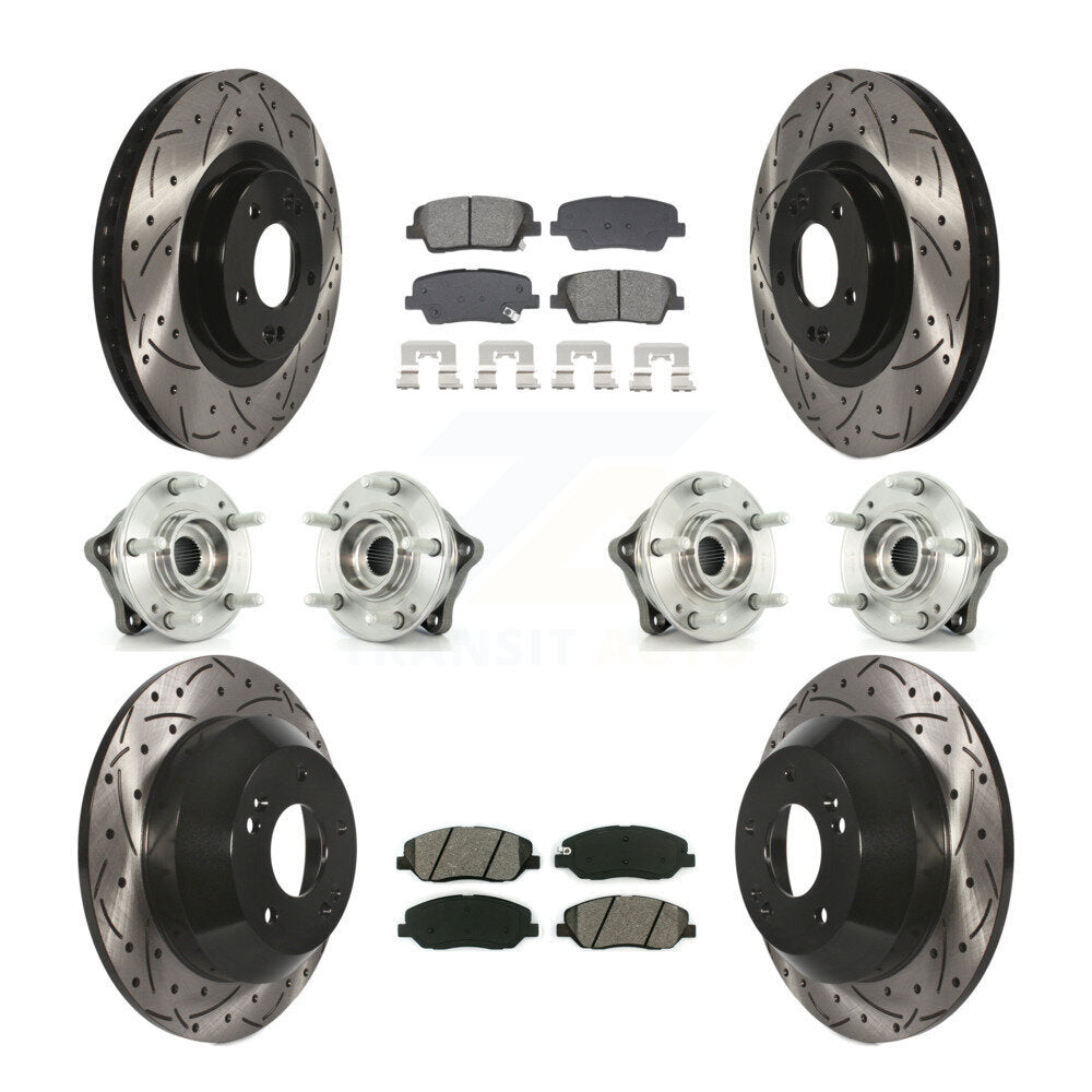 Front Rear Hub Bearing Coated Disc Brake Rotor And Pad Kit (10Pc) For Hyundai Santa Fe XL KBB-128894
