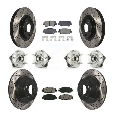 Front Rear Hub Bearing Coated Disc Brake Rotor And Pad Kit (10Pc) For Hyundai Santa Fe XL KBB-128894