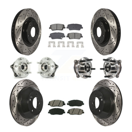 Front Rear Hub Bearing Coated Disc Brake Rotor And Pad Kit (10Pc) For Hyundai Santa Fe XL KBB-128896