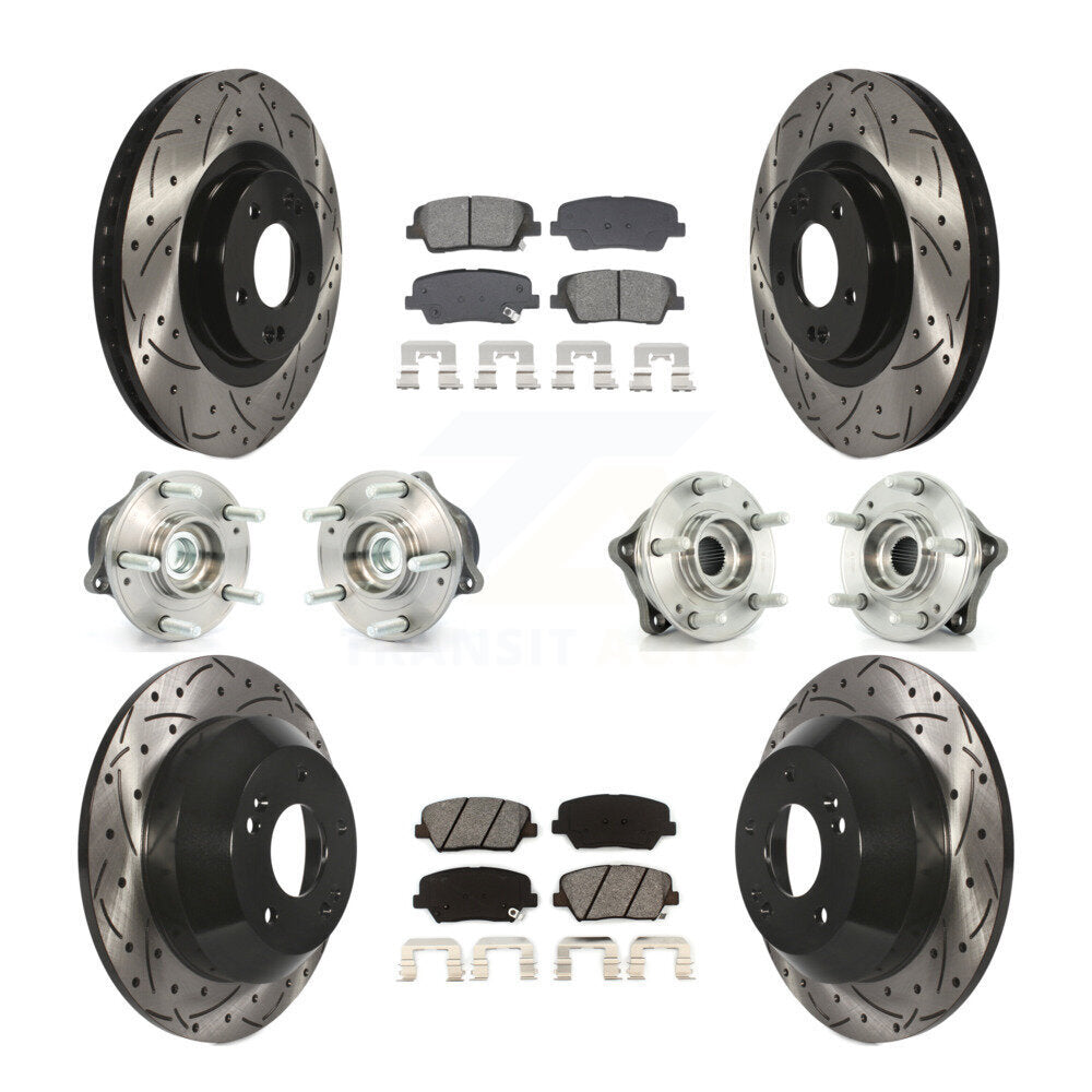 Front Rear Hub Bearing Coated Brake Rotor & Pad Kit (10Pc) For Hyundai Santa Fe Sport Kia KBB-128898