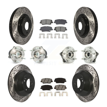 Front Rear Hub Bearing Coated Brake Rotor & Pad Kit (10Pc) For Hyundai Santa Fe Sport Kia KBB-128898